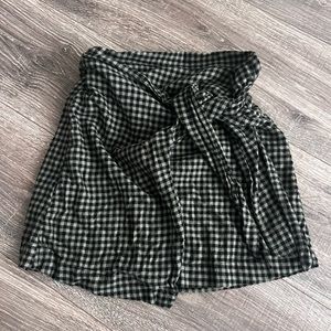 Green/Black Plaid Wrap Skirt